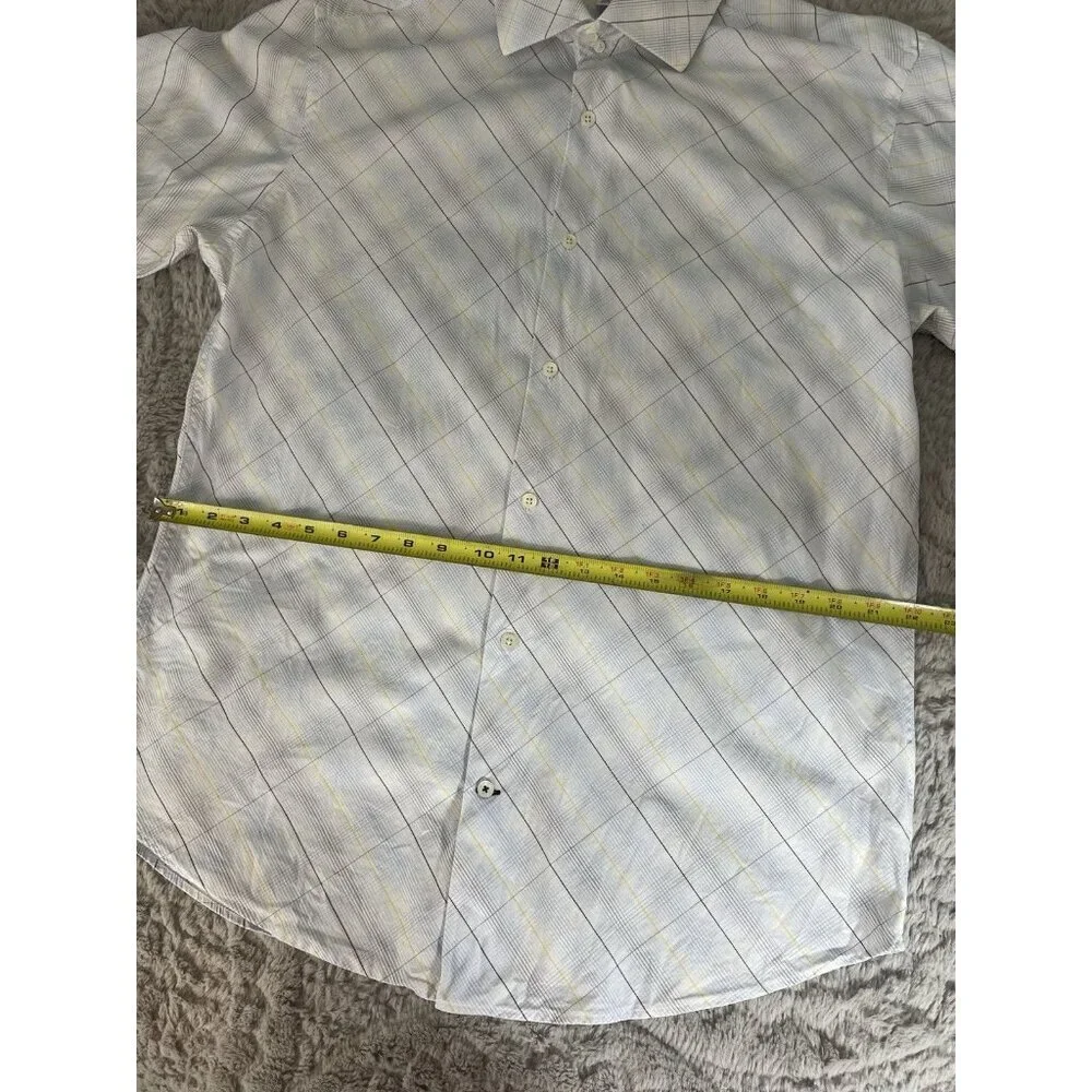Banana Republic White Blue Pattern Collard Button Up Long Sleeve Men's Shirt L